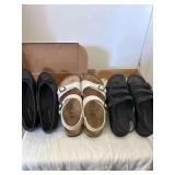 1- Black Heavenly Comfort sz 9.5, Bone Birkis 9, Black Clarks 10W