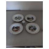 Courier & Ives Four Seasons Plate Set with Hangars and Ceramic Bell