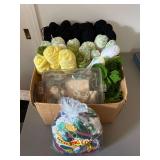 Box of Yarn, Unfinished Projects and Tools