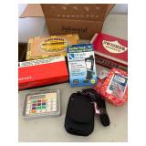 Vintage Cigar Boxes, and Walkie Talkie, 2 New Travel Wallets, Calculator and Socks