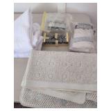 2 Bath Mats, Shower Curtain Liners, Hangers and Shower Curtain