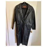 Long Leather Coat Size Medium