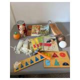 Vintage Toys and Books, Cedar Closet  Blocks ect