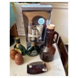 Vintage Bottles, New Cane, Wooden Acorn Salt and Pepper