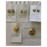 Vintage Earrings and 2 Broaches