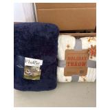 New! Navy Fluffie Throw and Plush Holiday Throw