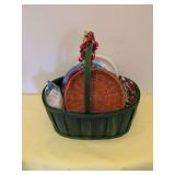 Basket with Paper/Plastic Plates, Towels
