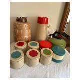 Vintage Thermos Jar, Tea Kettle, and Thermos