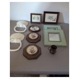Needle Point Pictures, Shell Towel Bars Octagon Pictures, Mirrors, brass Cup