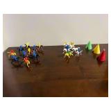 Collection of Vintage Toy Figures Depicting “Cowboy’s and Native American Indians” on Horseback, along with Miniature Teepees.