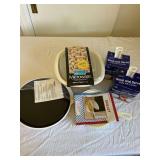 All New- Microwave, Pan, Popcorn Popper Bowl, 2 Sets of Soup Cups and a Pan