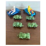 Vintage- 2 West German Go Carts, 5 Vintage Mini Tanks