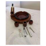VINTAGE DECATUR WALNUT ASHTRAY/PIPE HOLDER & ESTATE PIPE