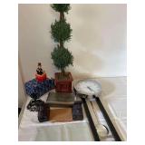 Clock,Wooden Scottys, Topiary, Silver Box ect