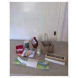 Misc Box, Avon Owl, Maple Syrup, Candle, Microfiber Cloths, Basket