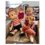 Vintage Dolls, Doll Chair and Stuffed Lassie Dog
