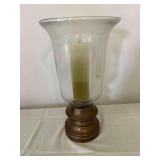 18” Brass and Glass Hurricane  Candle Holder with Candle