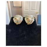 1.25in Vintage SIgned Judy Lee Silver Tone Clip on Earrings w/ Faux Pearl and Rhinestones
