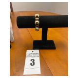 7in Antique Champane Pearl, Antique Gold Book Bracelet
