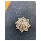 2in Antique Filigree Sterling Silver Brooch Pin