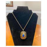 7.5in Vintage Avon Locket (2"x1.5") w/Blue Stone