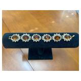 7in Stunning Amber and Rhinestone Bracelet