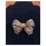 2in Vintage Gorgeous Signed Filigree Sterling Silver Brooch from Portugal