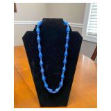12in Vintage Italian Blue Glass Beads "Decorated Glass" Necklace