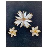 3in Park Lane Flower Brooch and 1.5in Matching Clip-on Earrings