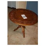 Unique Solid Wood Table with Thai Treasures - Handmade in Thailand - Carded Top and unique intwined legs   18"x20"x20"                           **Matching Lots #296 & 298