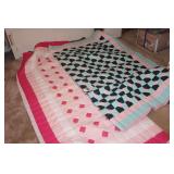 2 Handmade Quilts: Pink & white 91"x80" & Blue & Pink 74"x92"