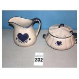 Variety of Pieces of Ceramic items: Pitcher & Lidded Dish and ladel with similar design                                **Matching Lots #231