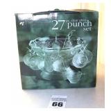 Clear Glass 27 piece Punch Bowl - New in box