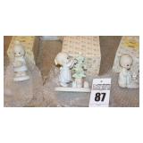 Precious Moments Porcelain Items: 3 - "The Fruit of the Spirit is Love" 1993, "God Cared Enough to send His Best"1994, & Wishing You a Comfy Christmas" 1992 - All in Original Boxes