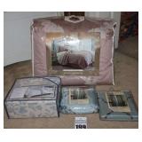 Queen Size Comforter, 2 window panels (in package) & Queen Reversable Duvet Cover Set (in Package)