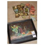 Variety of Wall Items: Hand paint Fruit, Variety of small framed items and additional Items
