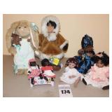 Variety of Dolls - McCroy 0014/2000, Limited Edition A5380, Babies on Toy Box Doll, Rabbit on stand etc.