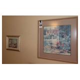 2 Framed and Matted Wall Art - County home Scenes - one Signed Darton 1990 (28"x28") & 13"x16"