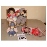 Gi Go My Pals "Palm Pals" & Kais Porcelain Doll Mimi Tantrum on small wood bench