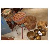Variety of Plant stands and Brass Pots etc.