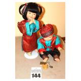 2 Ashton Drake Porcelain Collector Dolls - "Ming" girl on stand & "Mei Mei" - Created by Yolanda Bello  - signed 1994