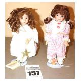 2 Marie Osmond Porcelain Collector Doll on Stands: Angel & Basket 185/5000 signed