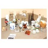 Variety of Items (Glass, Brass, Porcelain, Shells) of Collector Items from Travels - Salt & pepper set, vases, dolls, cup & saucers, decorative items etc.   -20+
