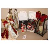 Variety of Christmas Decorative items: display, tree Angel Candle etc.