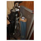 2 Golf Bags with Variety of Clubs and cart