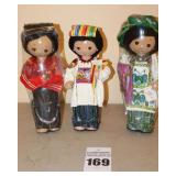 3 Guatemalan Folk Art Dolls - 2 with original wrapping