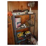 Metal Shelf (56"x30"x12")with all items included (Lights, Fan, Booster Cables, Door knob, Black & Decker Electric Drill, Paint sprayer) etc.                                         **Buyer bring boxes