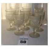 8 Indiana Diamond Point Clear Water Goblets