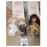 3 Precious Moments Porcelain Dolls - From the Doll Collection - Mini Bride & Groom and "Children of The World - with original box