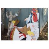 Wood life-size outdoor Nativity scene cut outs  - 10+ & outdoor lighted angel